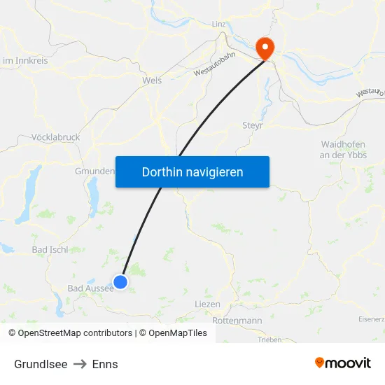 Grundlsee to Enns map