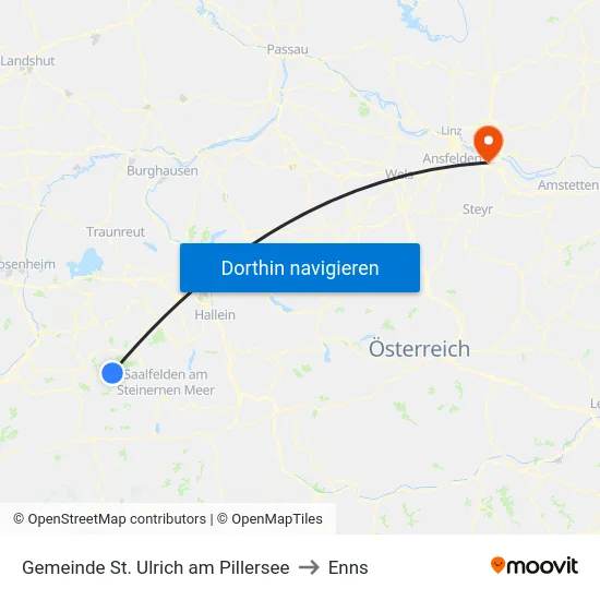 Gemeinde St. Ulrich am Pillersee to Enns map