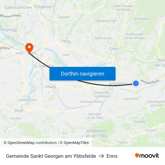 Gemeinde Sankt Georgen am Ybbsfelde to Enns map