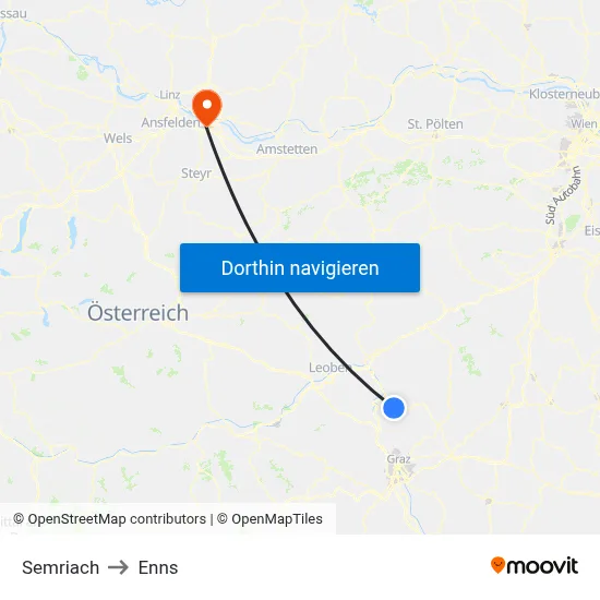 Semriach to Enns map