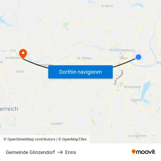 Gemeinde Glinzendorf to Enns map