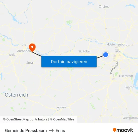 Gemeinde Pressbaum to Enns map