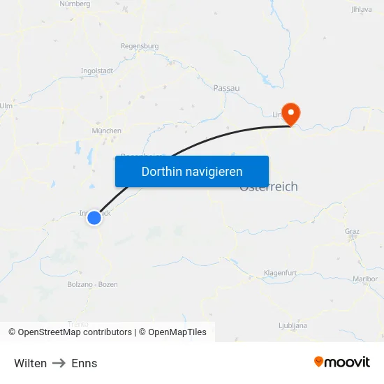 Wilten to Enns map