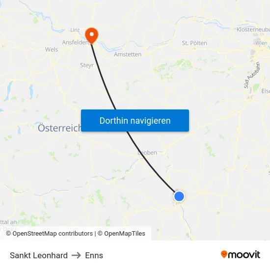 Sankt Leonhard to Enns map