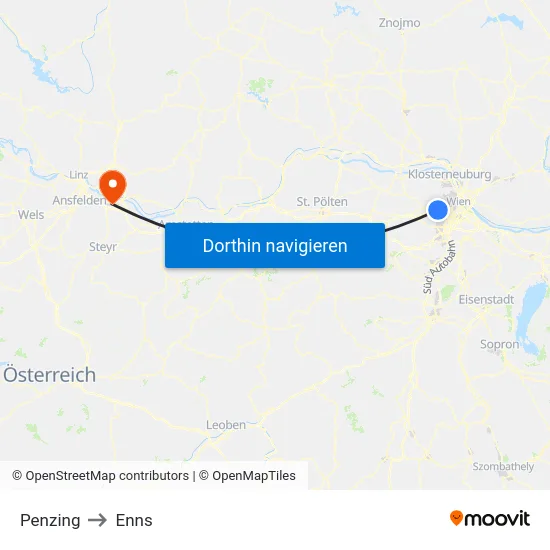Penzing to Enns map