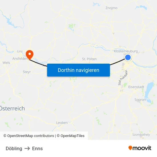 Döbling to Enns map