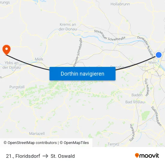21., Floridsdorf to St. Oswald map