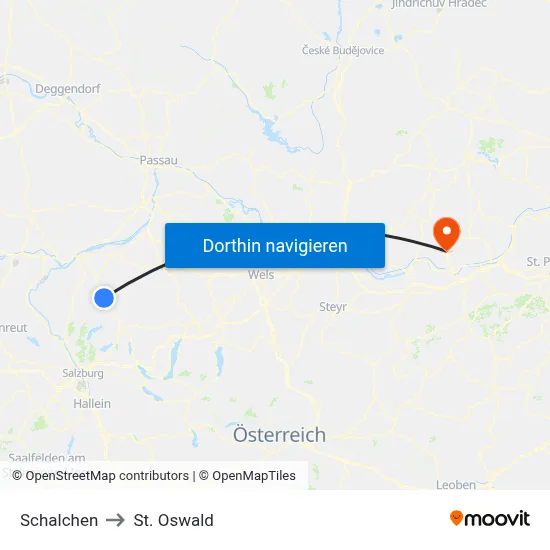 Schalchen to St. Oswald map