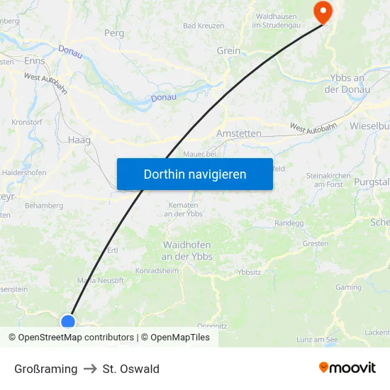 Großraming to St. Oswald map