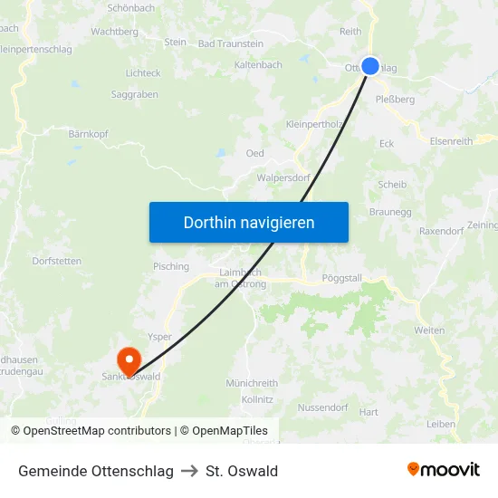 Gemeinde Ottenschlag to St. Oswald map
