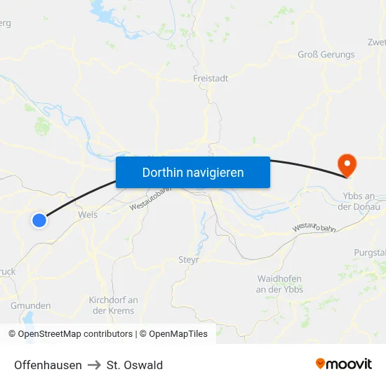 Offenhausen to St. Oswald map