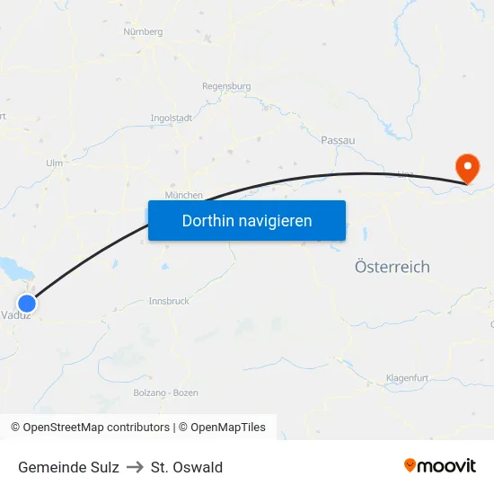 Gemeinde Sulz to St. Oswald map