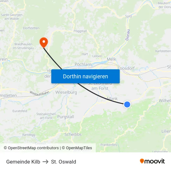 Gemeinde Kilb to St. Oswald map