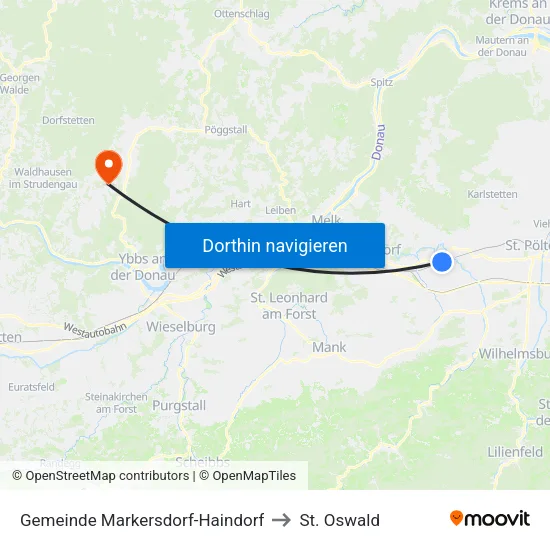 Gemeinde Markersdorf-Haindorf to St. Oswald map