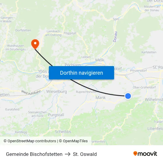 Gemeinde Bischofstetten to St. Oswald map