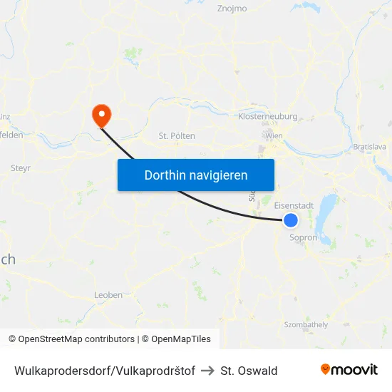 Wulkaprodersdorf/Vulkaprodrštof to St. Oswald map