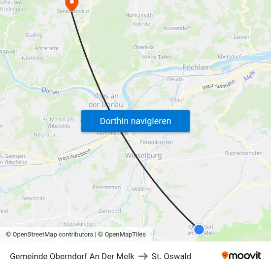 Gemeinde Oberndorf An Der Melk to St. Oswald map