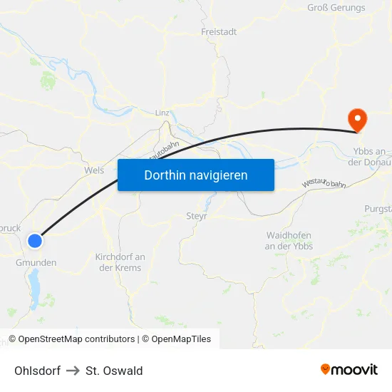 Ohlsdorf to St. Oswald map