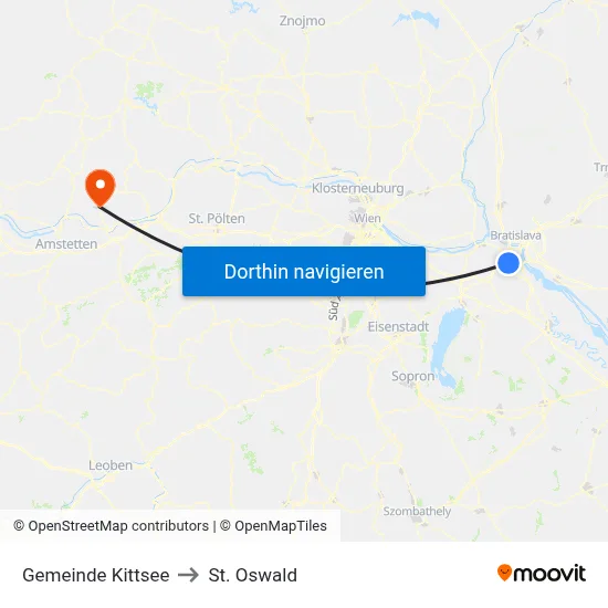 Gemeinde Kittsee to St. Oswald map