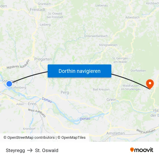 Steyregg to St. Oswald map