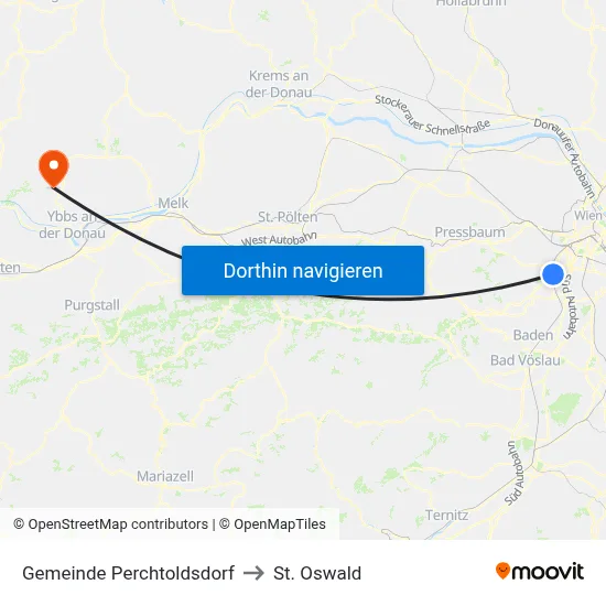 Gemeinde Perchtoldsdorf to St. Oswald map