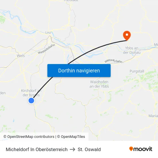Micheldorf In Oberösterreich to St. Oswald map