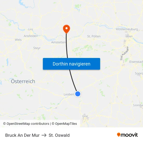 Bruck An Der Mur to St. Oswald map