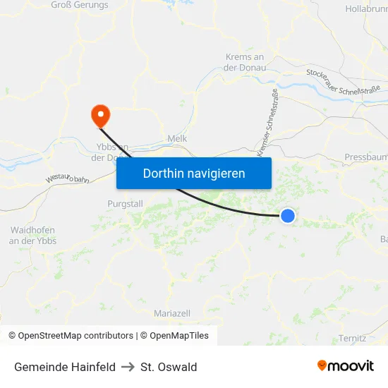 Gemeinde Hainfeld to St. Oswald map