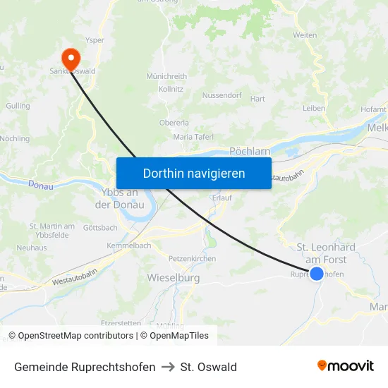 Gemeinde Ruprechtshofen to St. Oswald map