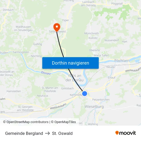 Gemeinde Bergland to St. Oswald map