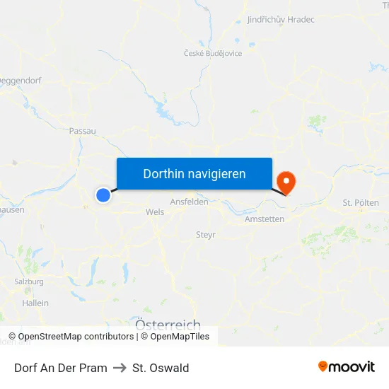 Dorf An Der Pram to St. Oswald map