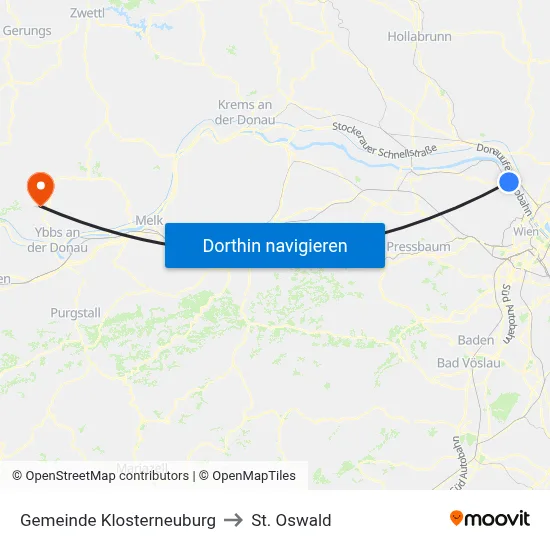 Gemeinde Klosterneuburg to St. Oswald map