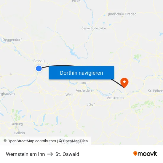 Wernstein am Inn to St. Oswald map