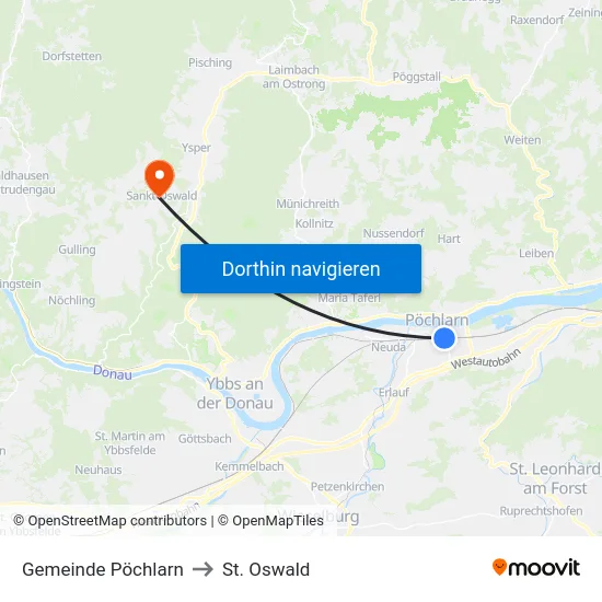 Gemeinde Pöchlarn to St. Oswald map