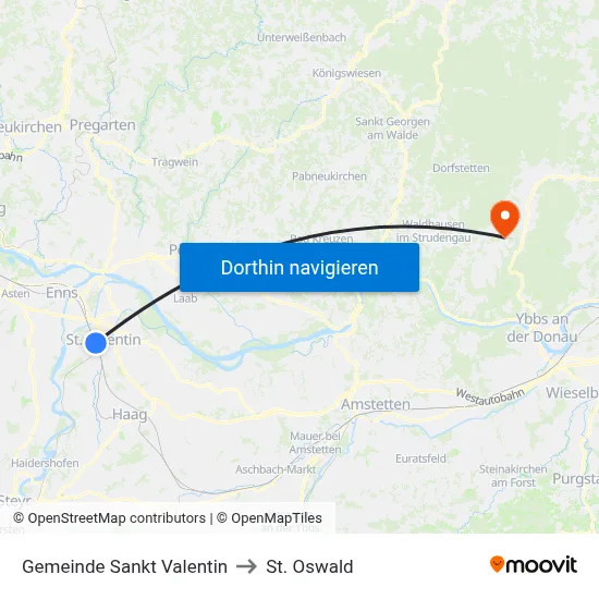Gemeinde Sankt Valentin to St. Oswald map
