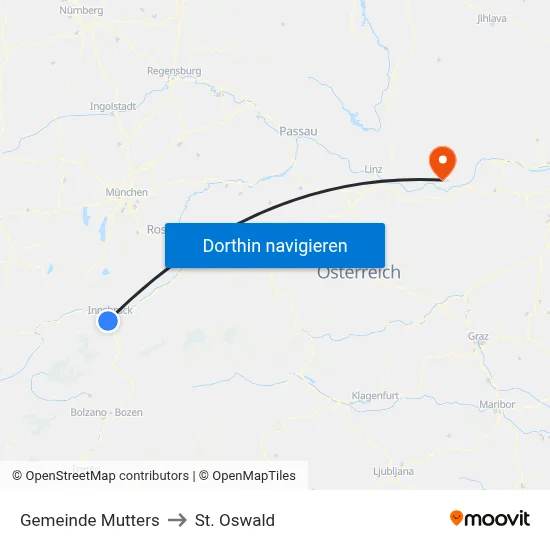 Gemeinde Mutters to St. Oswald map