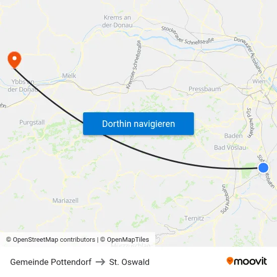 Gemeinde Pottendorf to St. Oswald map