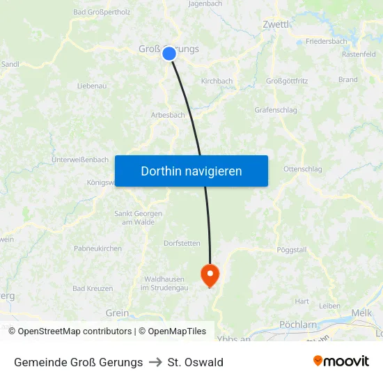 Gemeinde Groß Gerungs to St. Oswald map