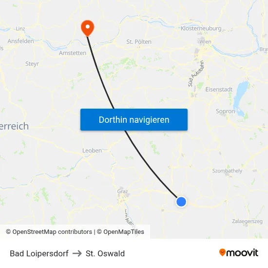 Bad Loipersdorf to St. Oswald map