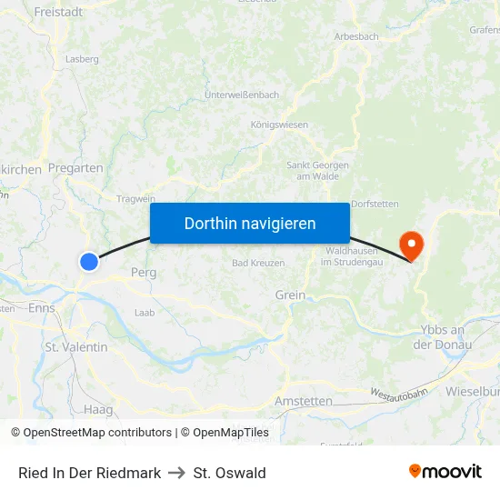 Ried In Der Riedmark to St. Oswald map