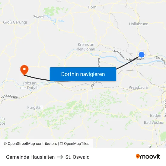 Gemeinde Hausleiten to St. Oswald map