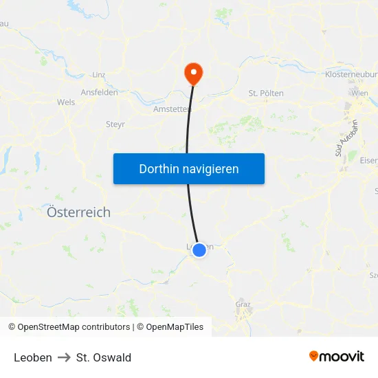 Leoben to St. Oswald map