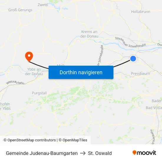 Gemeinde Judenau-Baumgarten to St. Oswald map