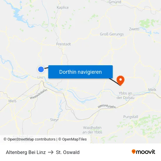 Altenberg Bei Linz to St. Oswald map