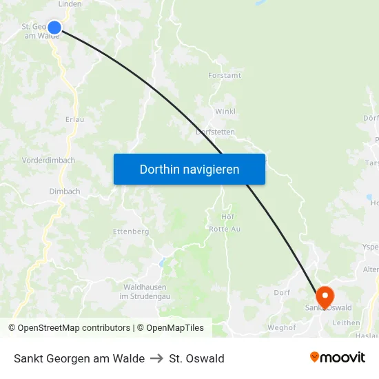 Sankt Georgen am Walde to St. Oswald map