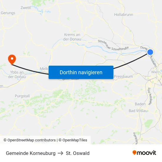 Gemeinde Korneuburg to St. Oswald map