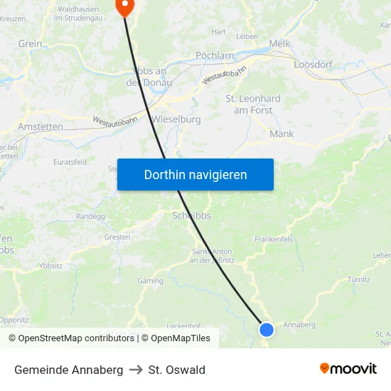 Gemeinde Annaberg to St. Oswald map