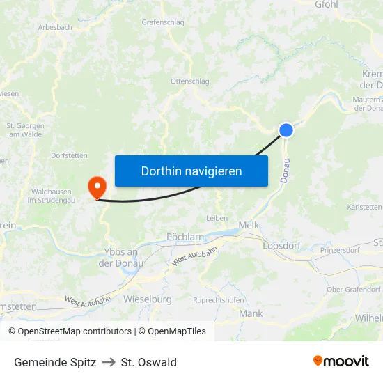 Gemeinde Spitz to St. Oswald map