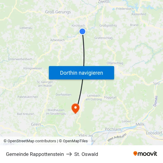 Gemeinde Rappottenstein to St. Oswald map
