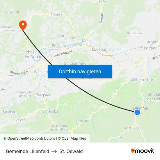 Gemeinde Lilienfeld to St. Oswald map